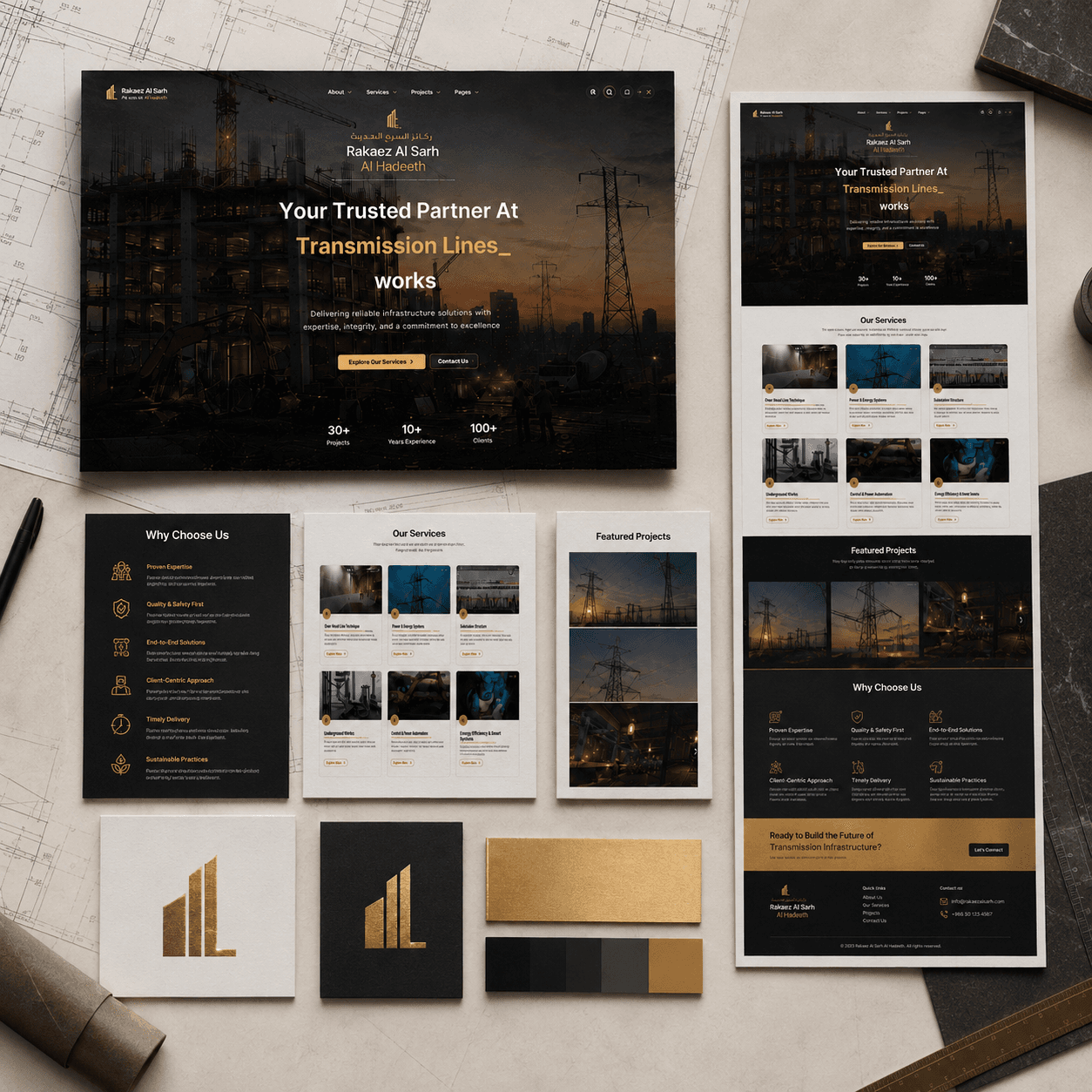 Rakaez Al Sarh architectural laptop website mockup